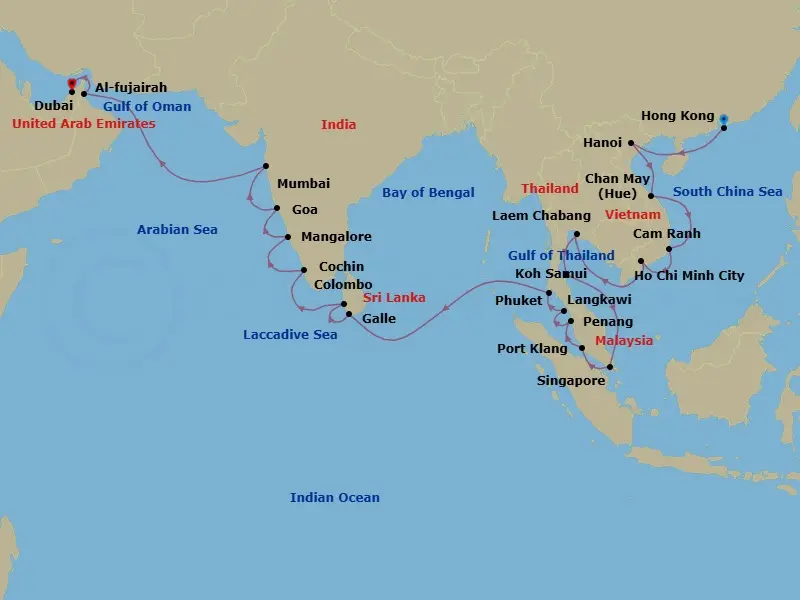 Itinerary schematic diagram