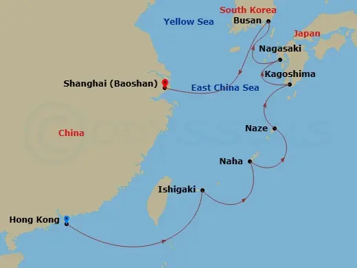 Itinerary schematic diagram