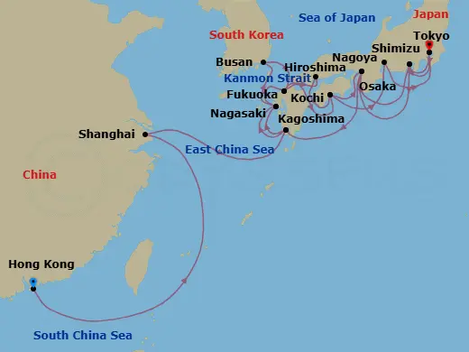 Itinerary schematic diagram