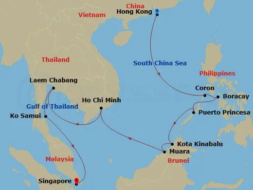 Itinerary schematic diagram
