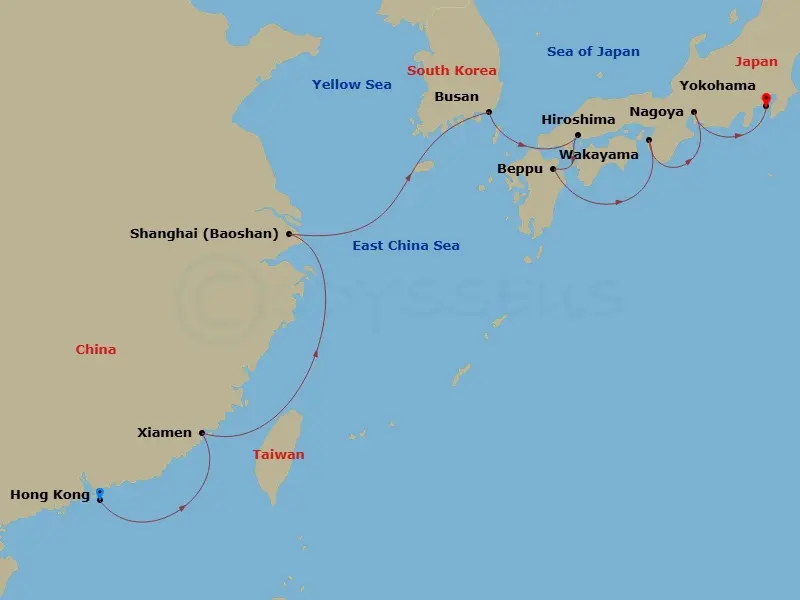 Itinerary schematic diagram