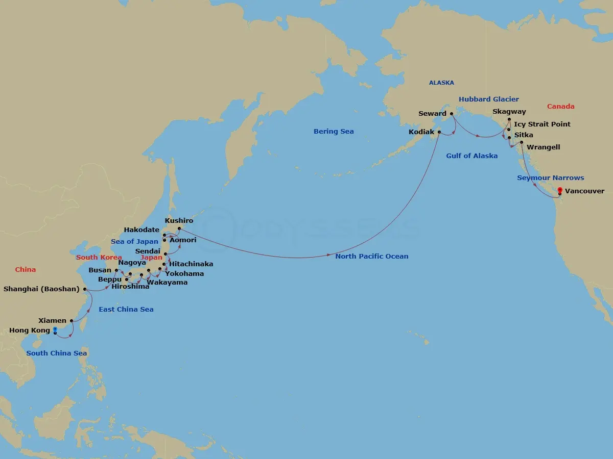 Itinerary schematic diagram