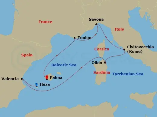 Itinerary schematic diagram