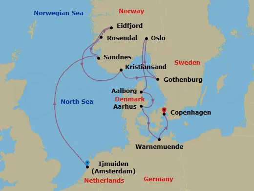 Itinerary schematic diagram