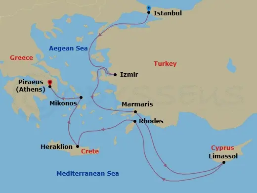 Itinerary schematic diagram