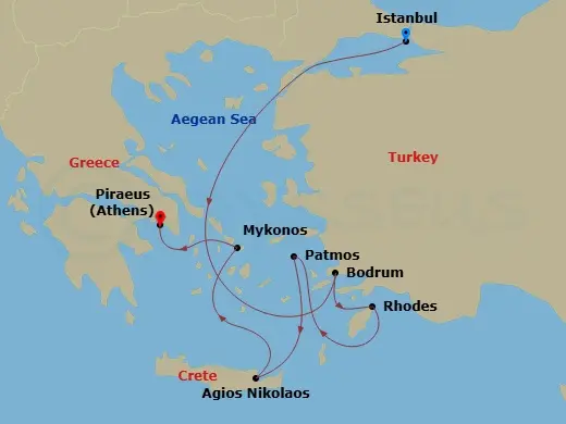 Itinerary schematic diagram