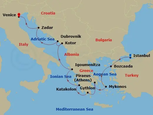 Itinerary schematic diagram