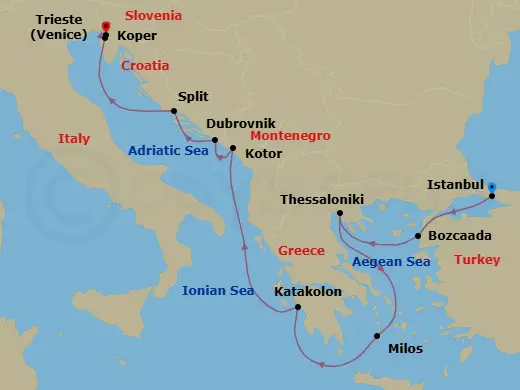 Itinerary schematic diagram