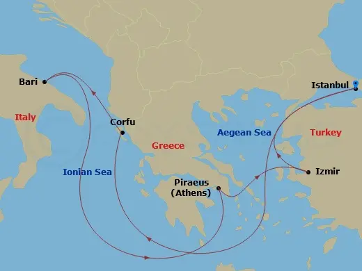 Itinerary schematic diagram