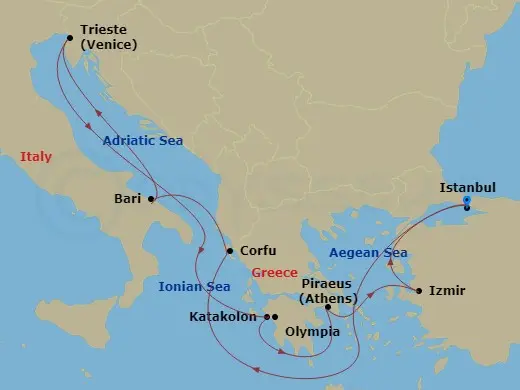 Itinerary schematic diagram