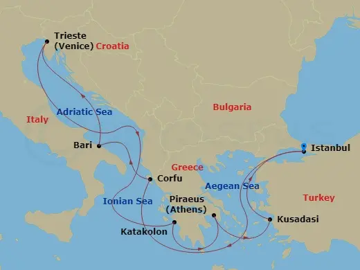 Itinerary schematic diagram