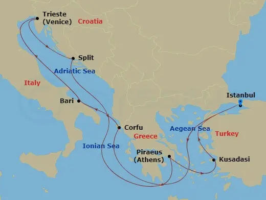 Itinerary schematic diagram
