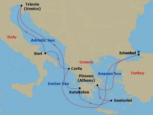 Itinerary schematic diagram