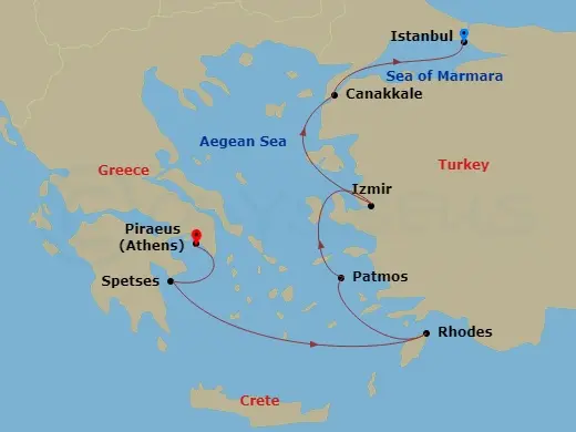 Itinerary schematic diagram