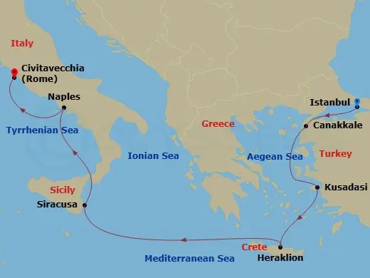 Itinerary schematic diagram