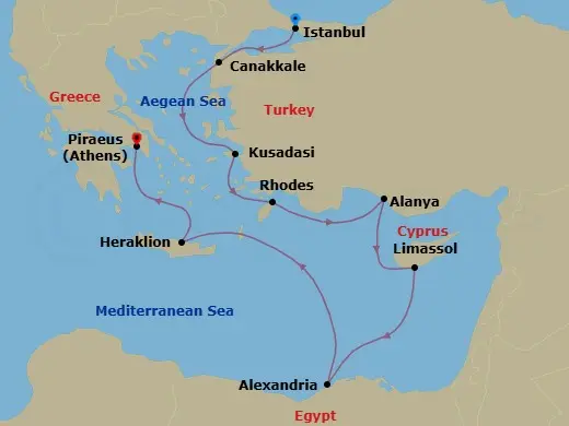 Itinerary schematic diagram