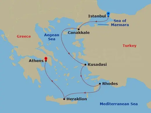 Itinerary schematic diagram