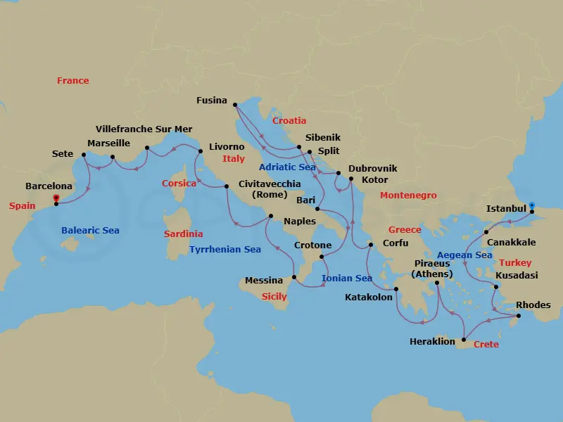 Itinerary schematic diagram