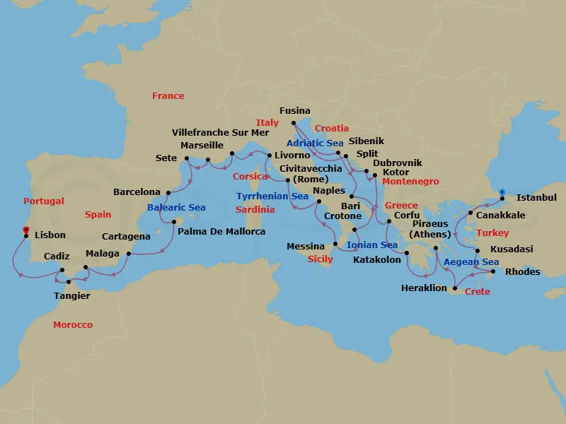 Itinerary schematic diagram