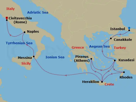 Itinerary schematic diagram