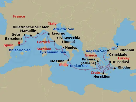 Itinerary schematic diagram