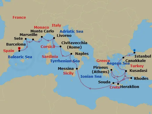 Itinerary schematic diagram