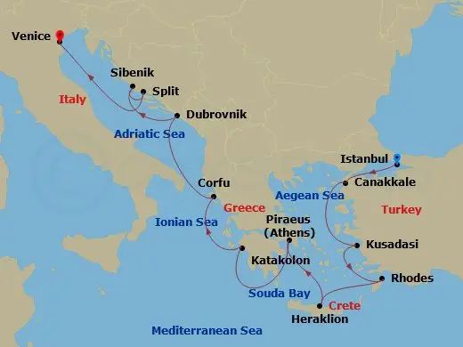 Itinerary schematic diagram