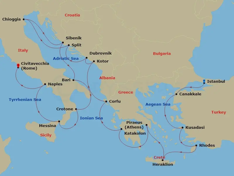 Itinerary schematic diagram