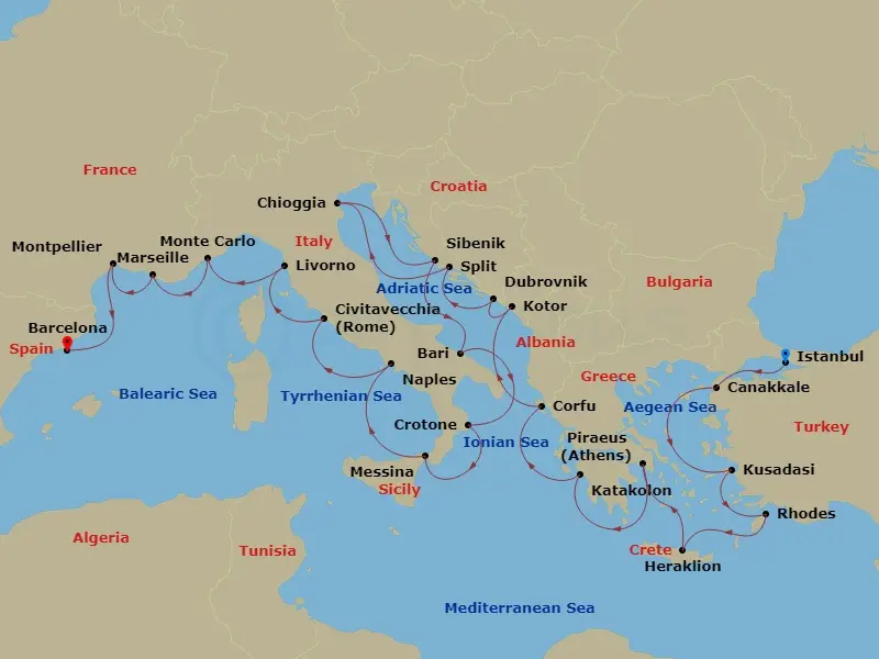 Itinerary schematic diagram