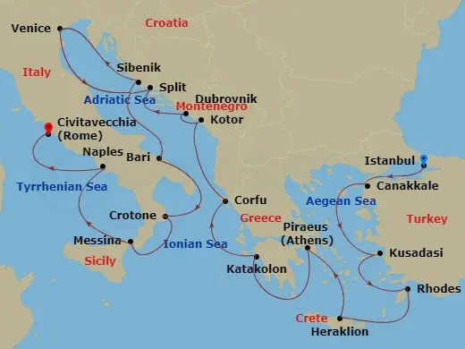 Itinerary schematic diagram