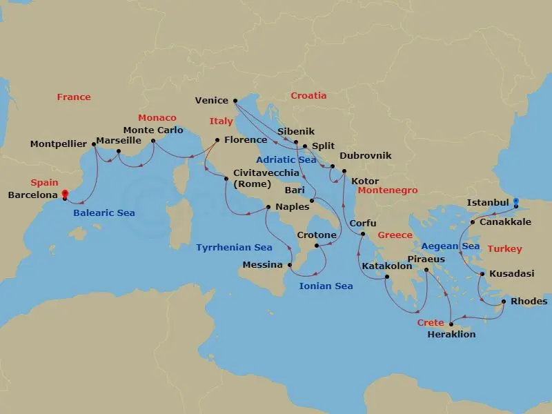 Itinerary schematic diagram
