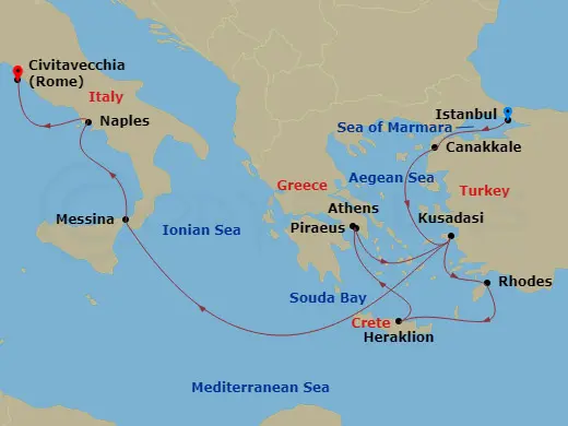 Itinerary schematic diagram
