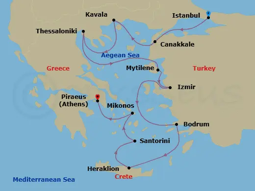 Itinerary schematic diagram