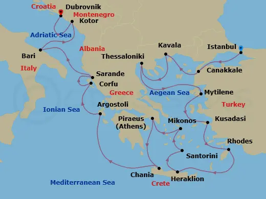 Itinerary schematic diagram