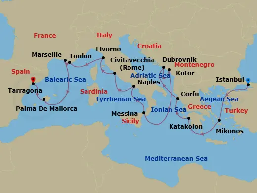 Itinerary schematic diagram