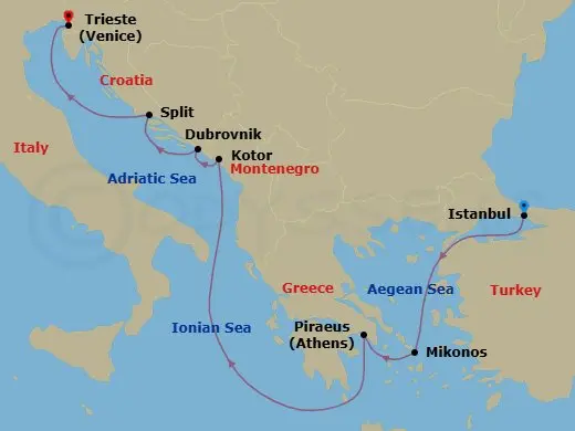 Itinerary schematic diagram