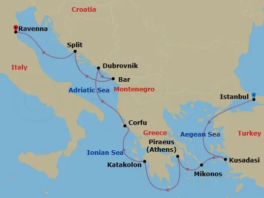 Itinerary schematic diagram