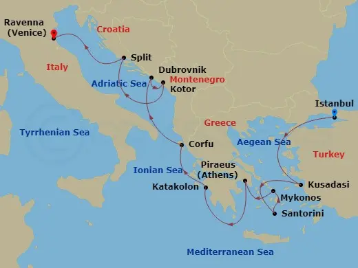 Itinerary schematic diagram