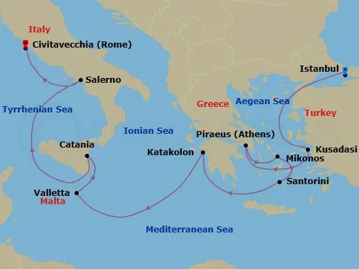 Itinerary schematic diagram