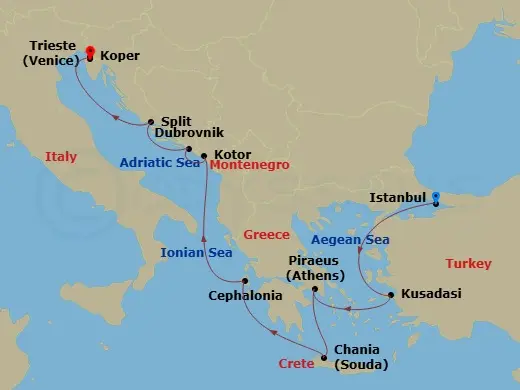 Itinerary schematic diagram