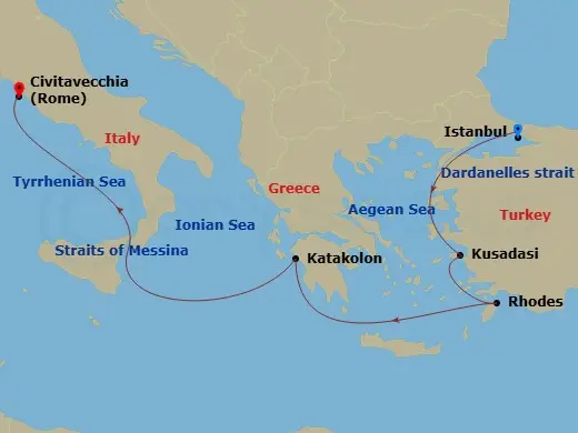 Itinerary schematic diagram