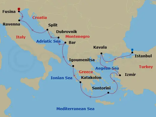 Itinerary schematic diagram