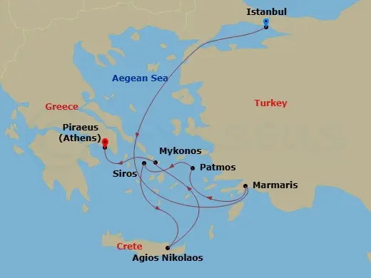 Itinerary schematic diagram