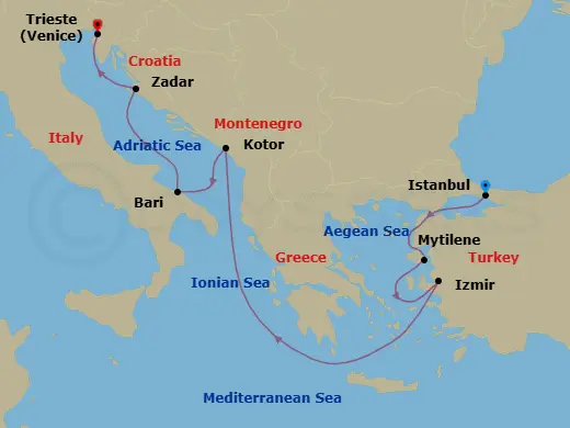 Itinerary schematic diagram