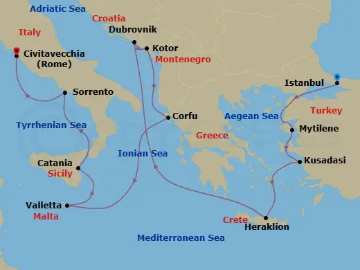 Itinerary schematic diagram