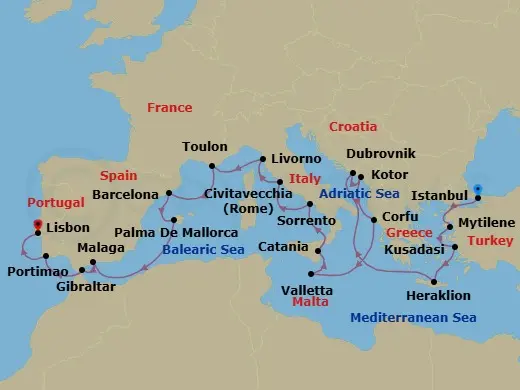 Itinerary schematic diagram