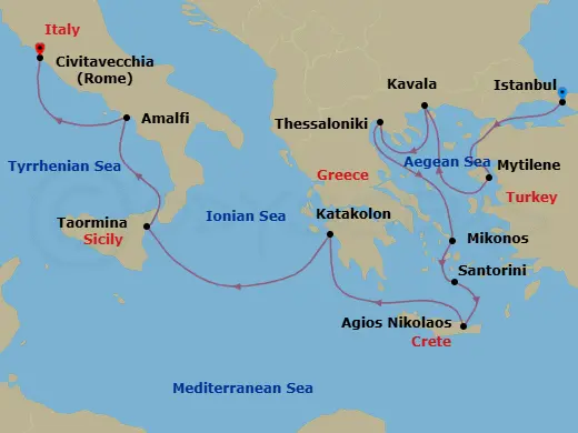 Itinerary schematic diagram