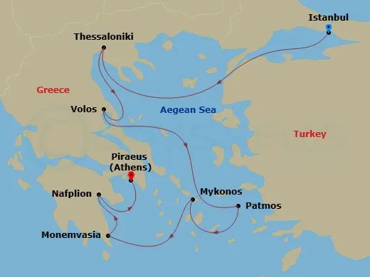 Itinerary schematic diagram