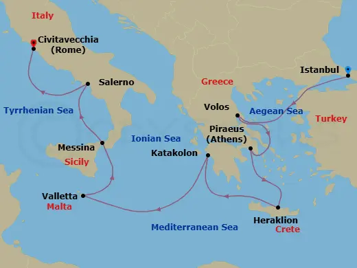 Itinerary schematic diagram