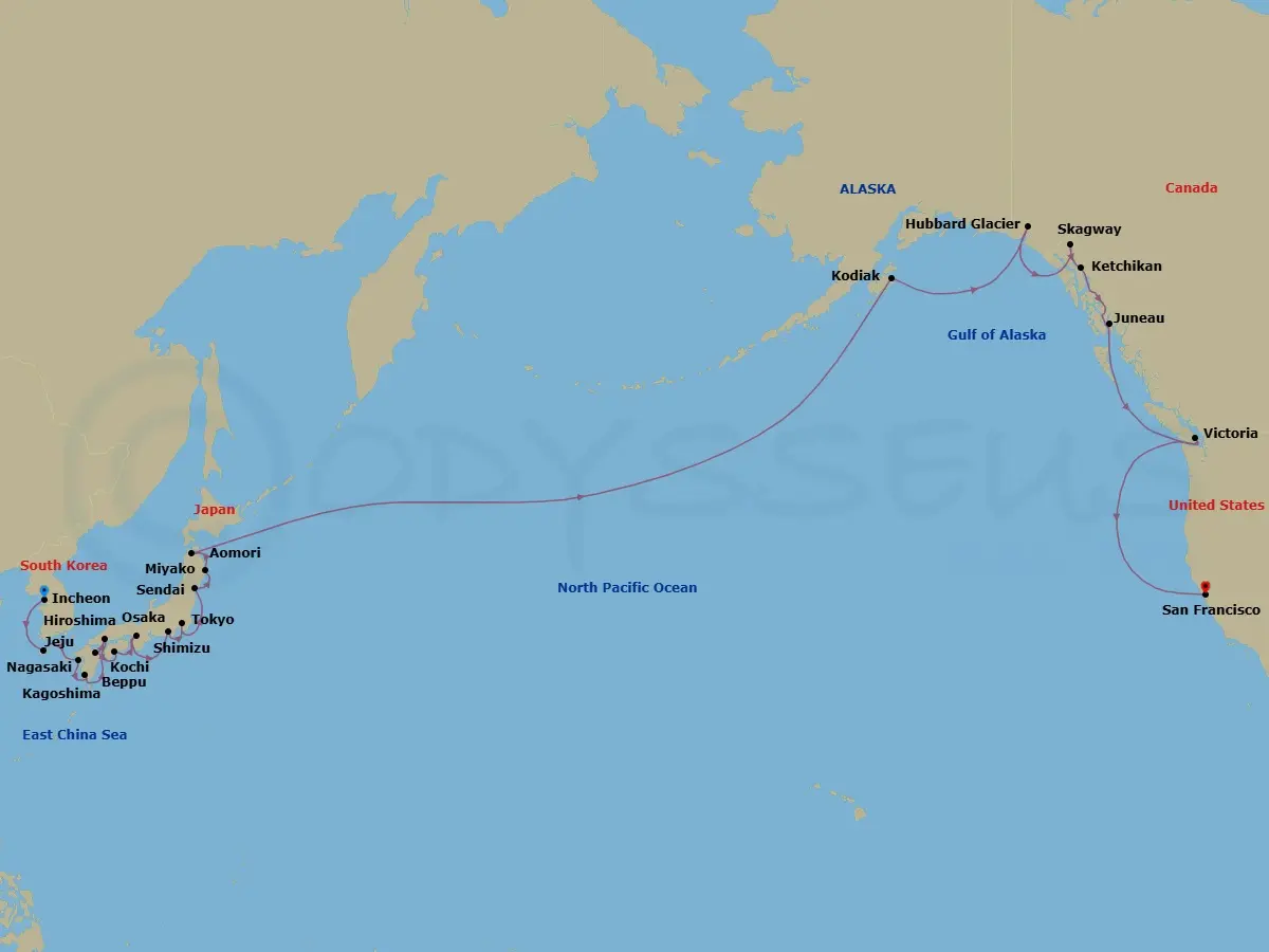 Itinerary schematic diagram